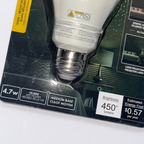 Feit Green Laser/Standard Bright White LED A19 Party Dual Mode Disco Light Bulb - Picture 4 of 4